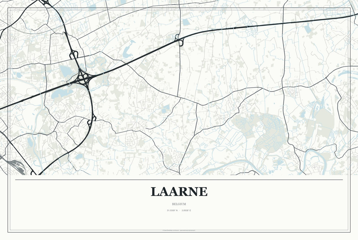 Laarne, Belgium City Map Aluminum Sign in Gallery Air style