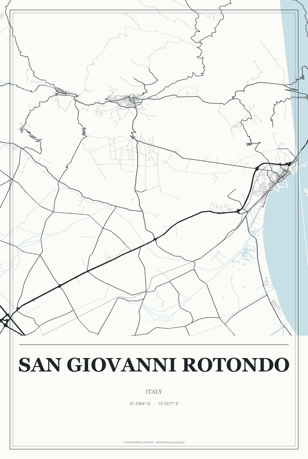 San Giovanni Rotondo, Italy City Map Aluminum Sign in Gallery Air style