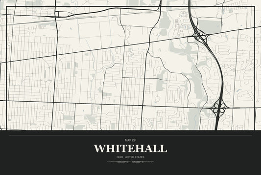 Whitehall, Ohio City Map Aluminum Sign in Museum Plaque style