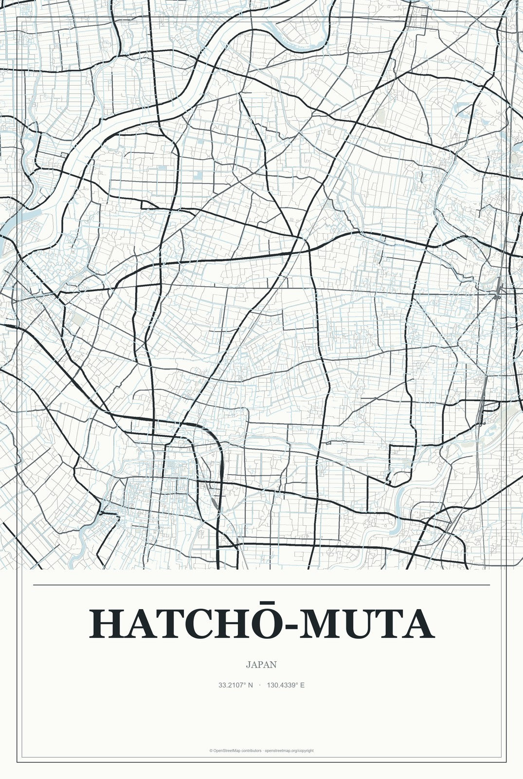 Hatchō-muta, Japan City Map Aluminum Sign in Gallery Air style