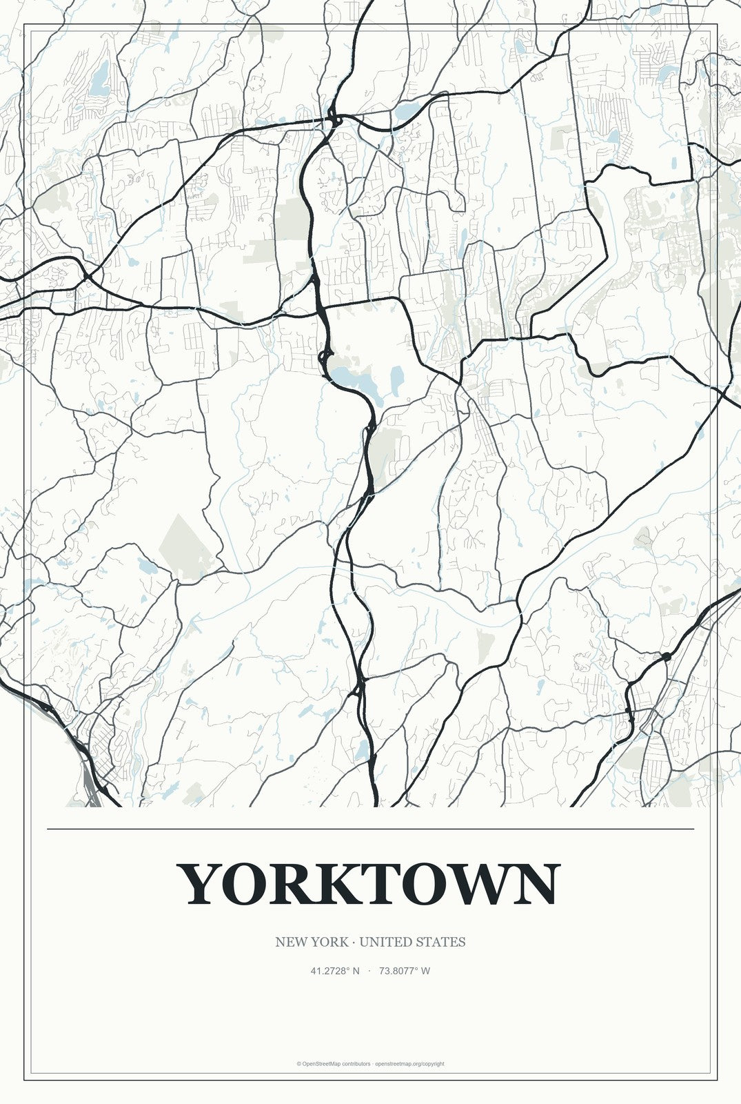 Yorktown, New York City Map Aluminum Sign in Gallery Air style