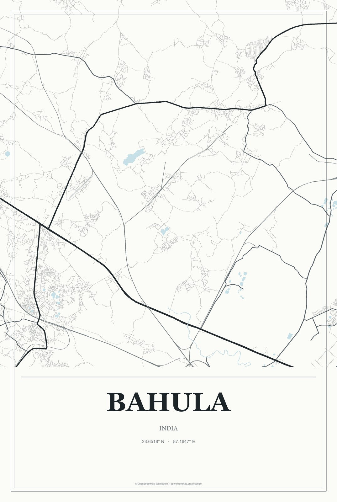 Bahula, India City Map Aluminum Sign in Gallery Air style