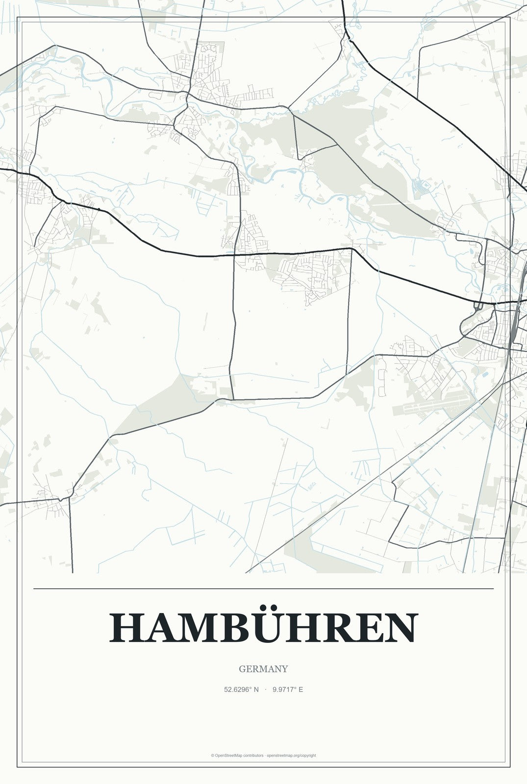 Hambühren, Germany City Map Aluminum Sign in Gallery Air style