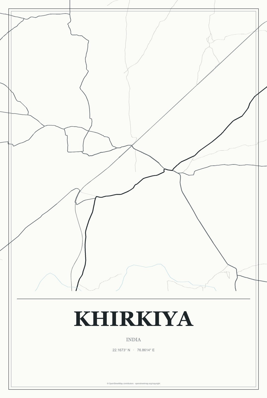 Khirkiya, India City Map Aluminum Sign in Gallery Air style