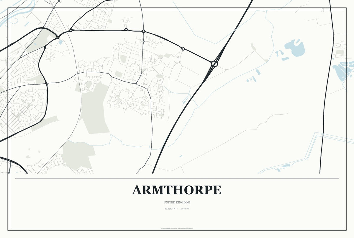 Armthorpe, United Kingdom City Map Aluminum Sign in Gallery Air style