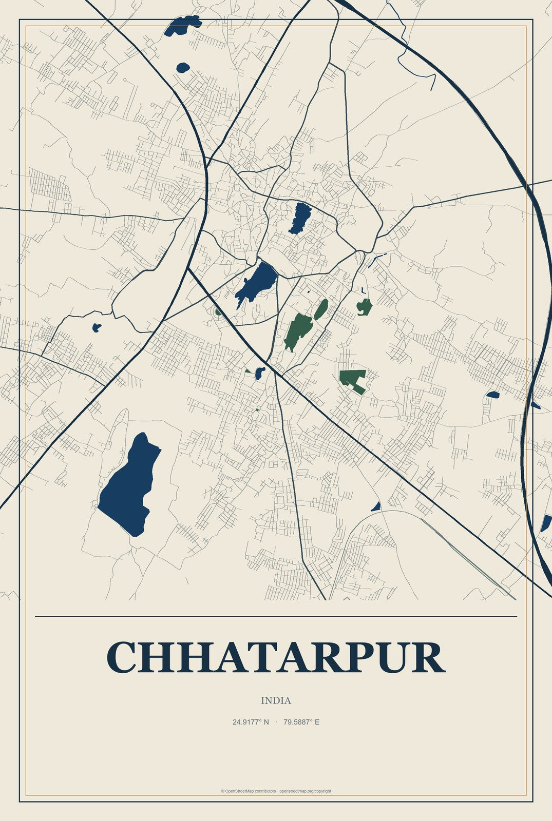 Chhatarpur, Delhi, India City Map Aluminum Sign in Coastal Cutout style