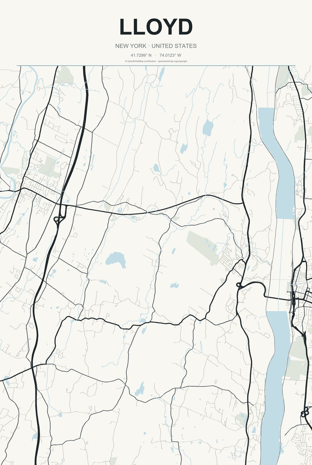 Lloyd, New York City Map Aluminum Sign in Headline Atlas style