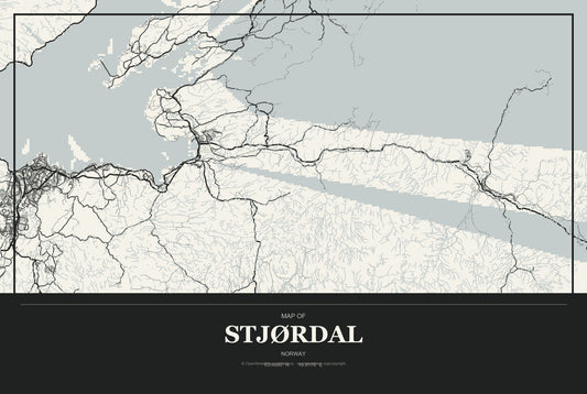 Stjørdal, Norway City Map Aluminum Sign in Museum Plaque style