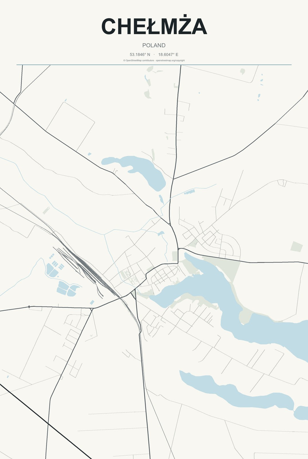 Chełmża, Poland City Map Aluminum Sign in Headline Atlas style