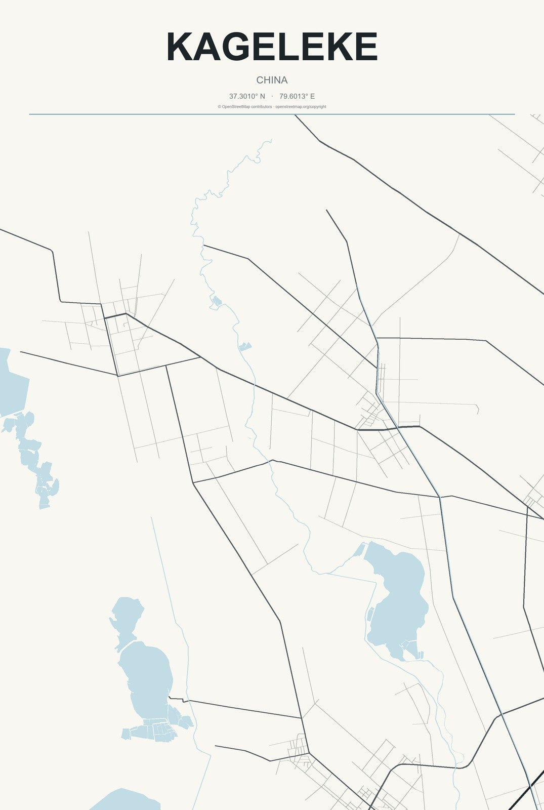 Kageleke, China City Map Aluminum Sign in Headline Atlas style