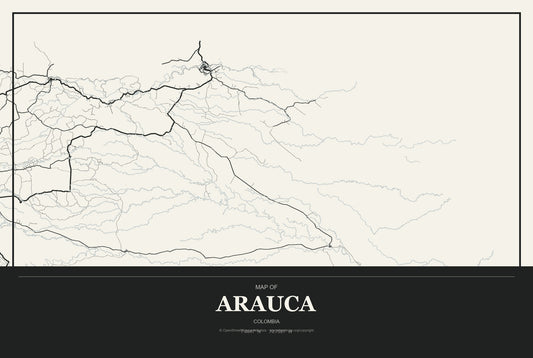 Arauca, Colombia City Map Aluminum Sign in Museum Plaque style