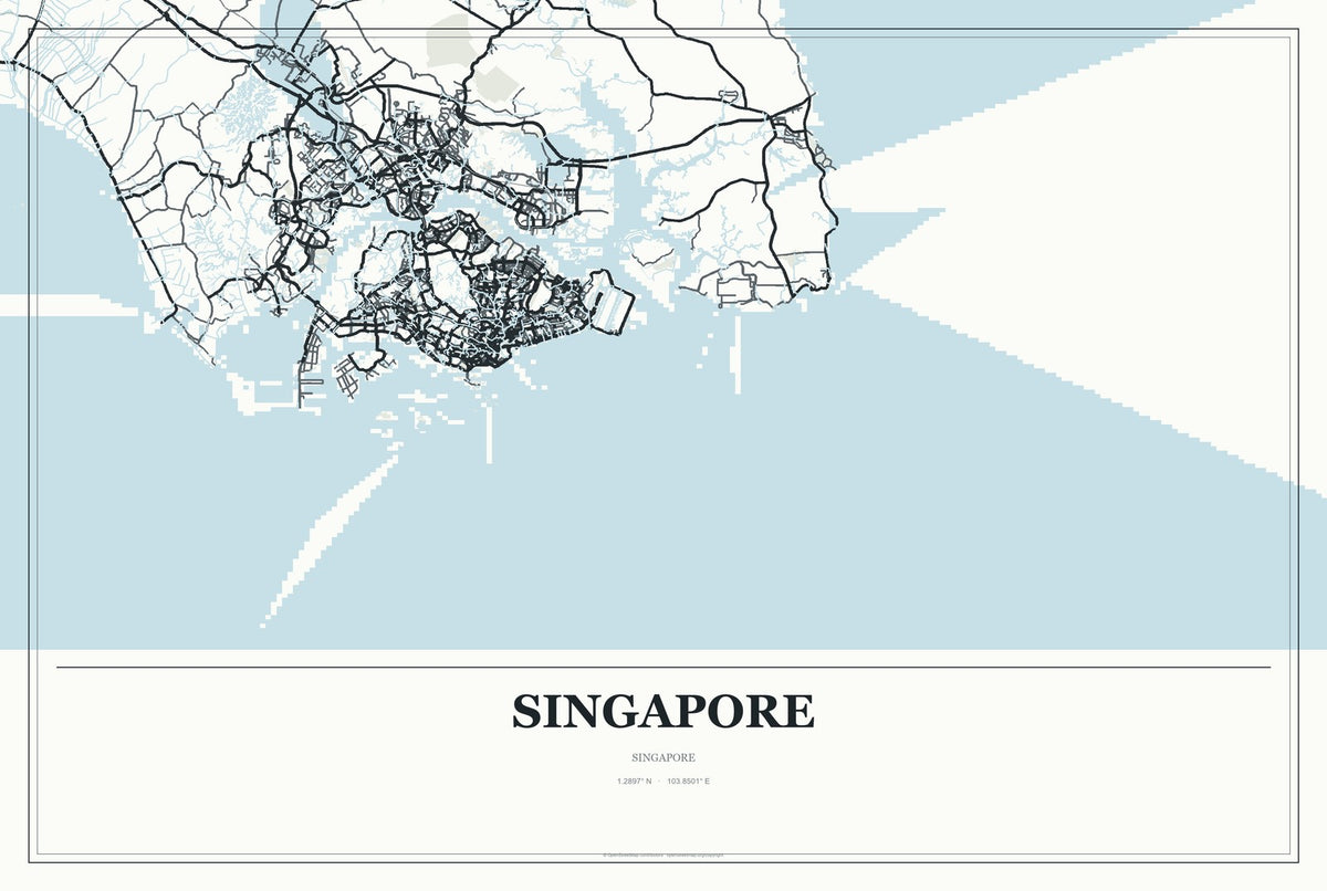 Singapore, Singapore City Map Aluminum Sign in Gallery Air style