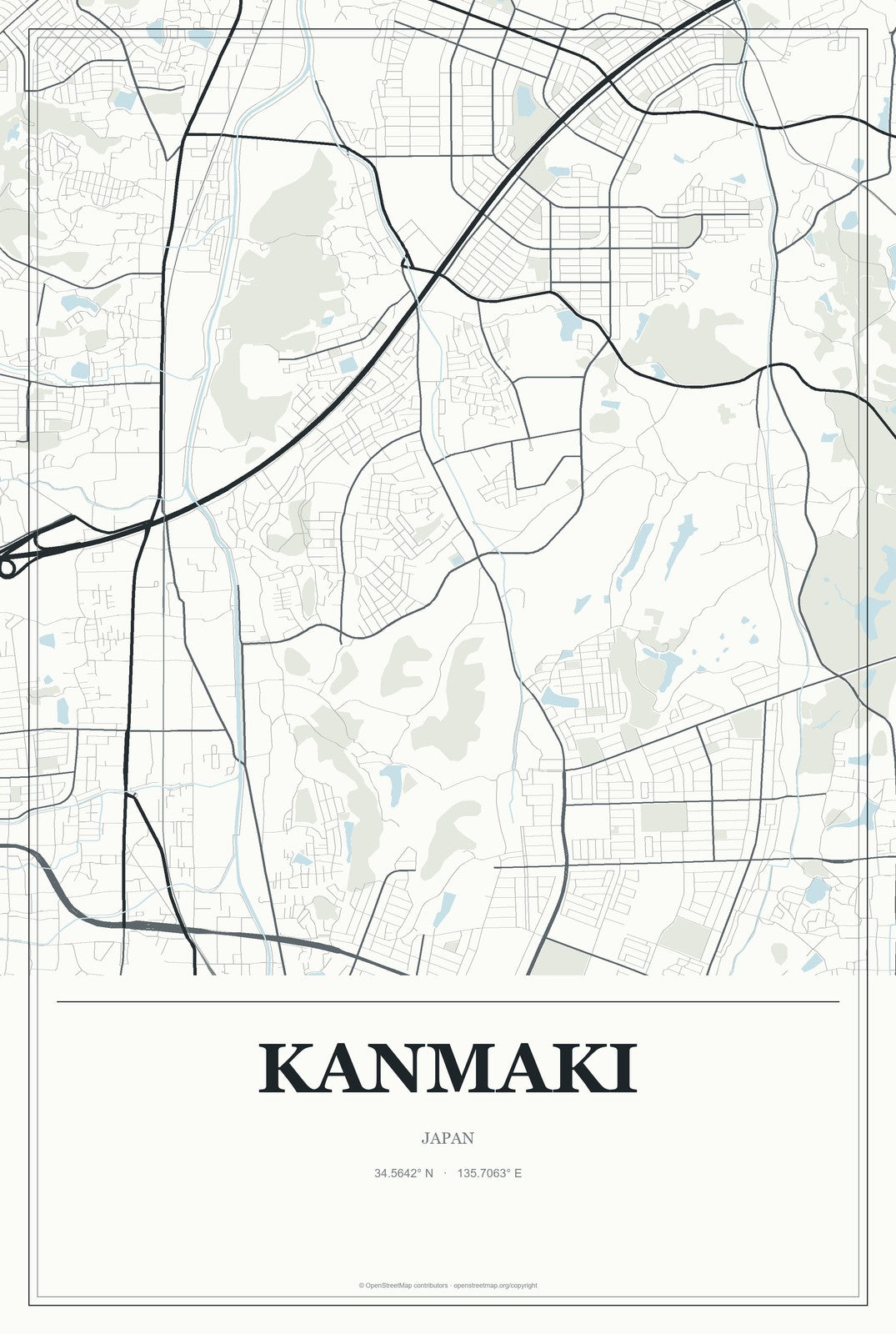 Kanmaki, Japan City Map Aluminum Sign in Gallery Air style