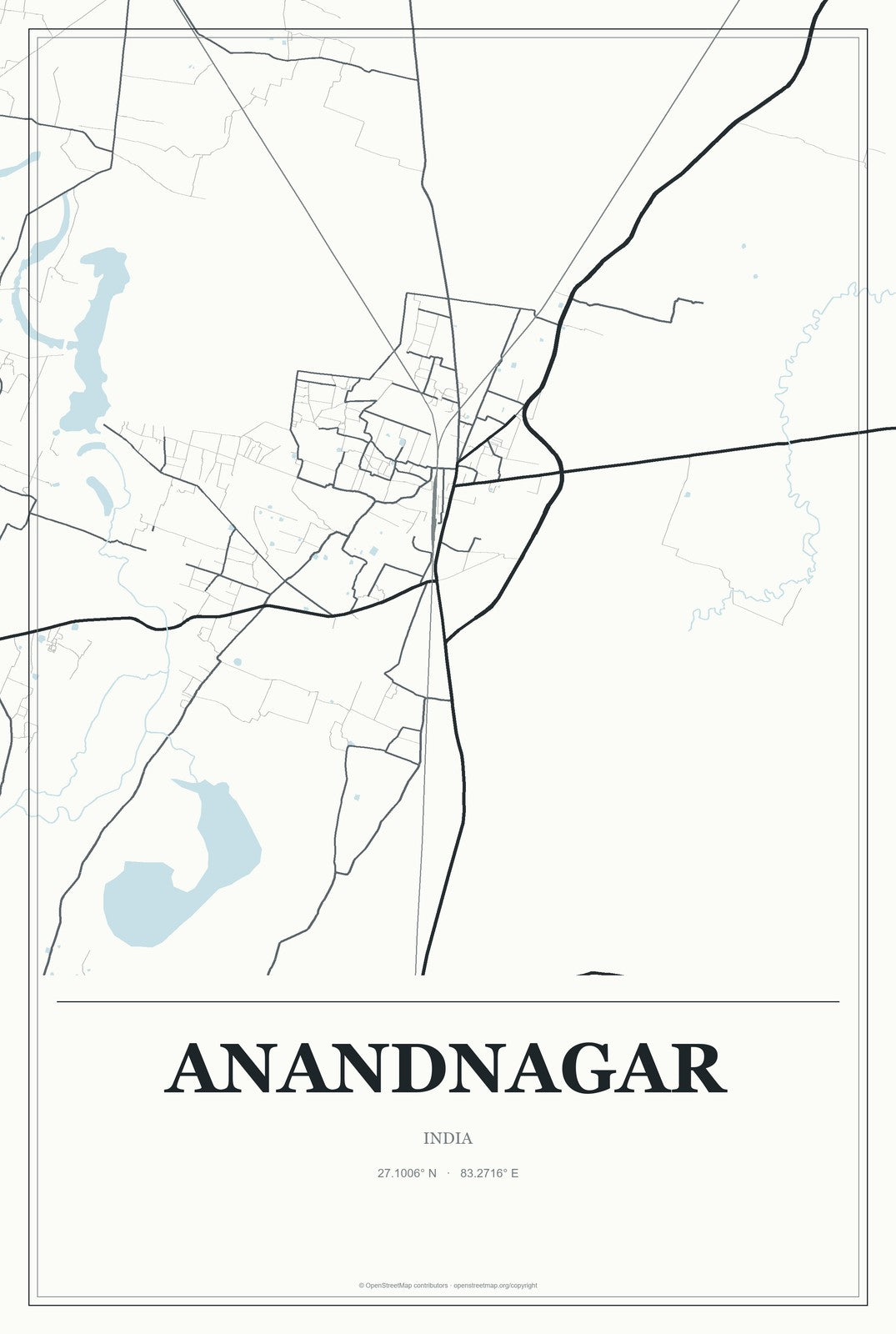 Anandnagar, India City Map Aluminum Sign in Gallery Air style