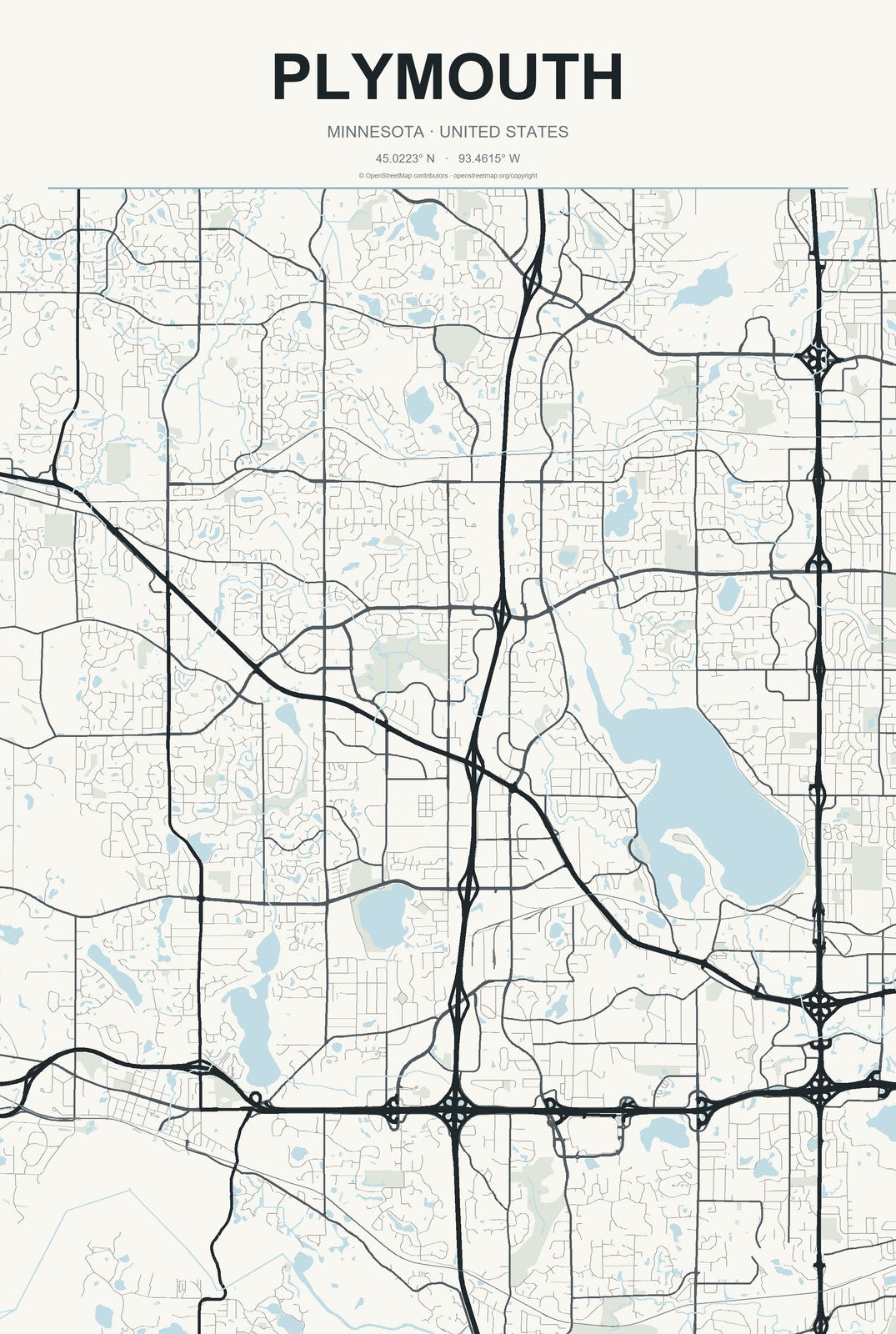 Plymouth, Minnesota City Map Aluminum Sign in Headline Atlas style