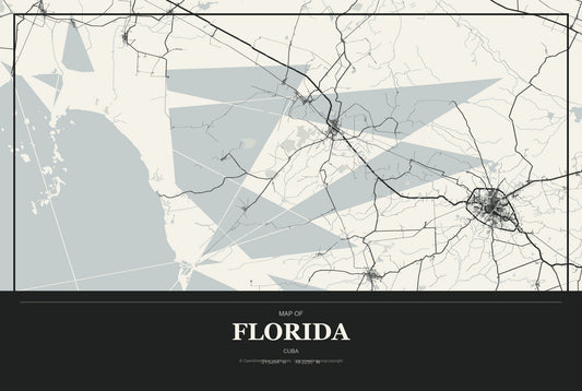 Florida, Cuba City Map Aluminum Sign in Museum Plaque style