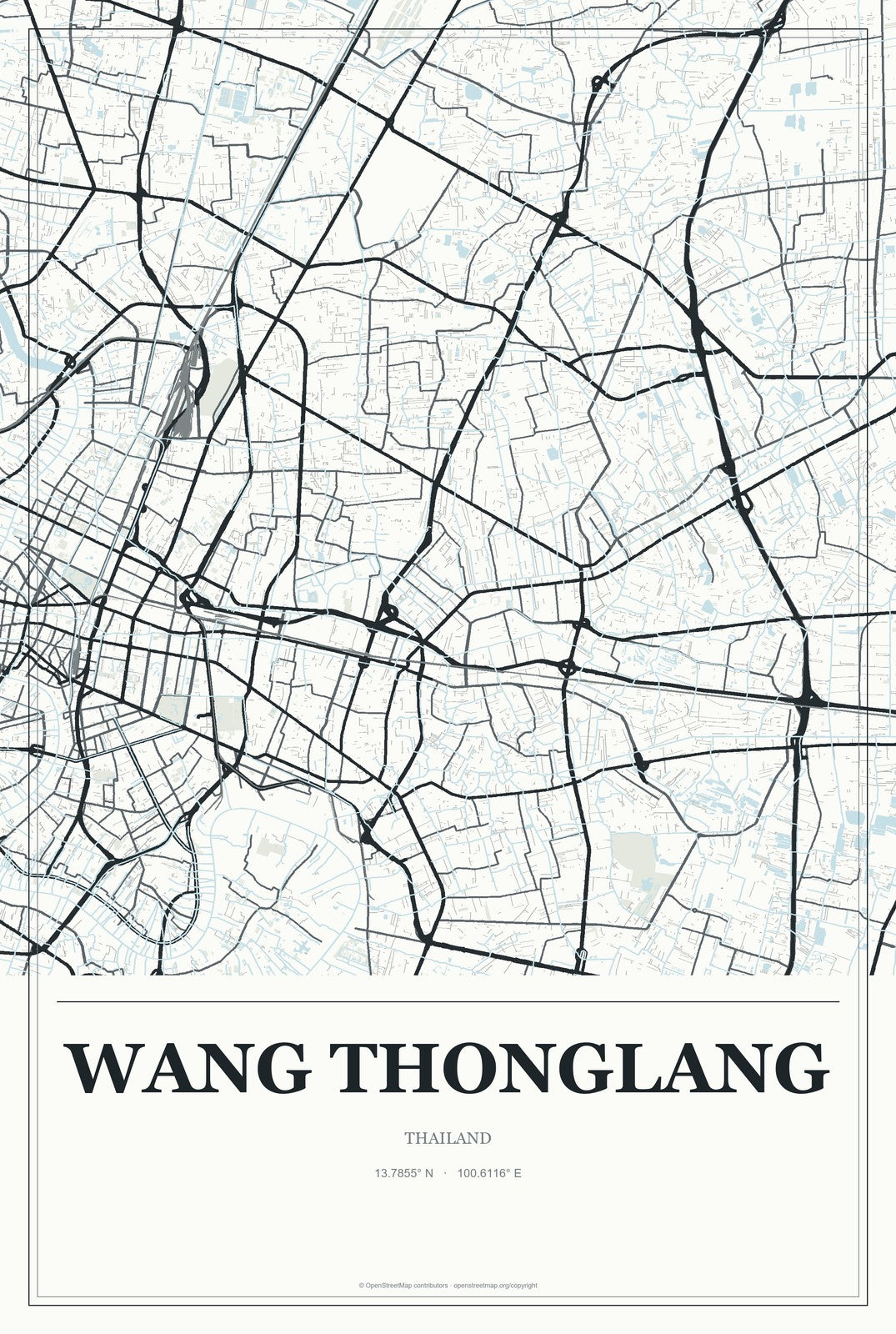 Wang Thonglang, Thailand City Map Aluminum Sign in Gallery Air style