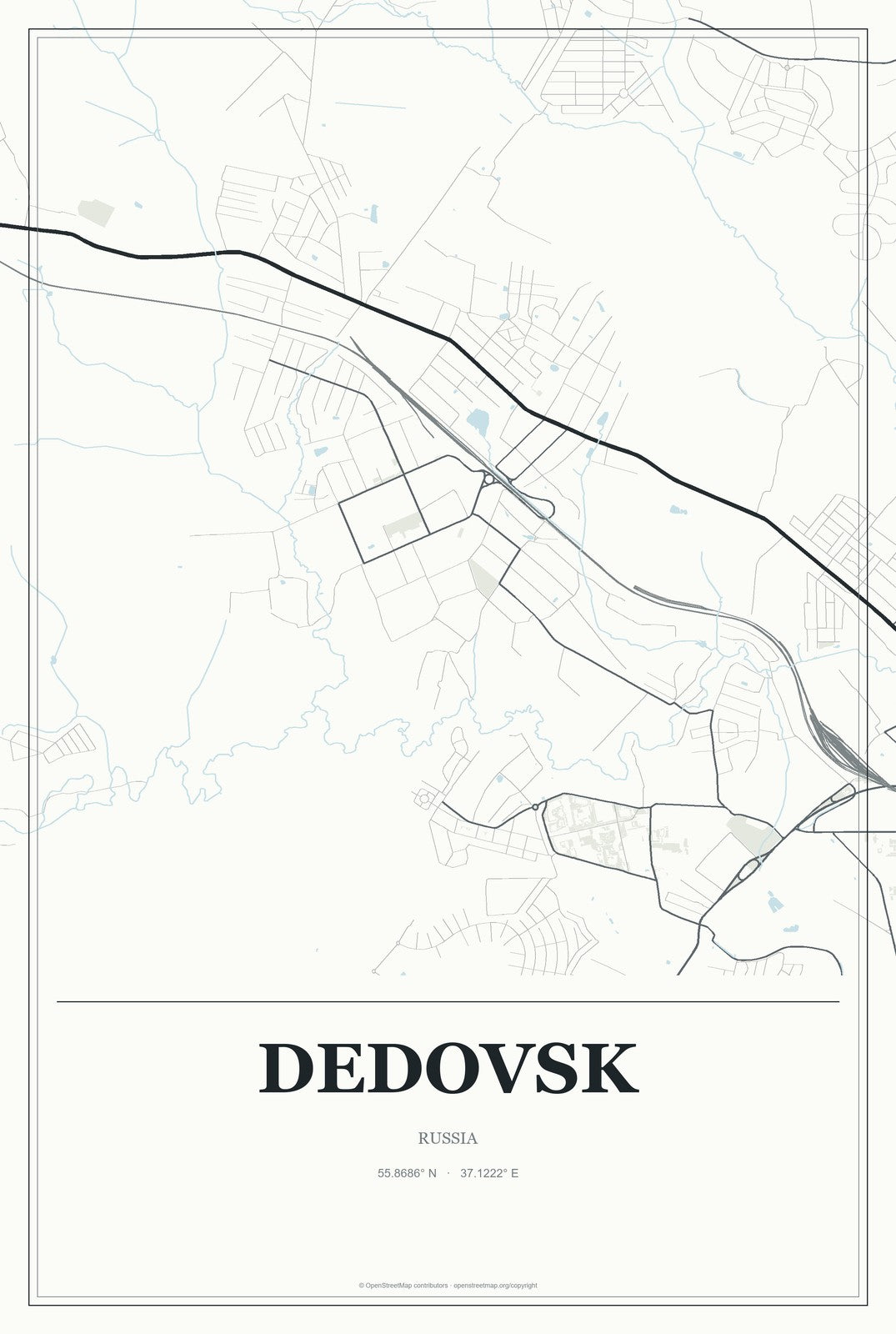 Dedovsk, Russia City Map Aluminum Sign in Gallery Air style
