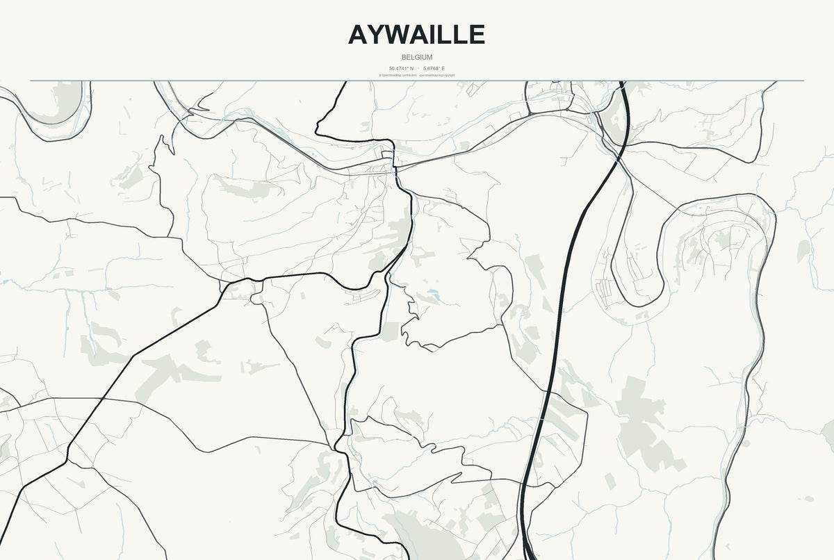 Aywaille, Belgium City Map Aluminum Sign in Headline Atlas style