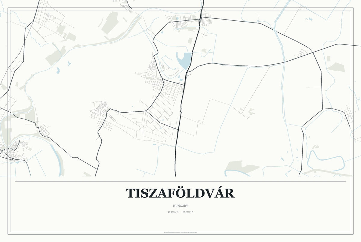 Tiszaföldvár, Hungary City Map Aluminum Sign in Gallery Air style