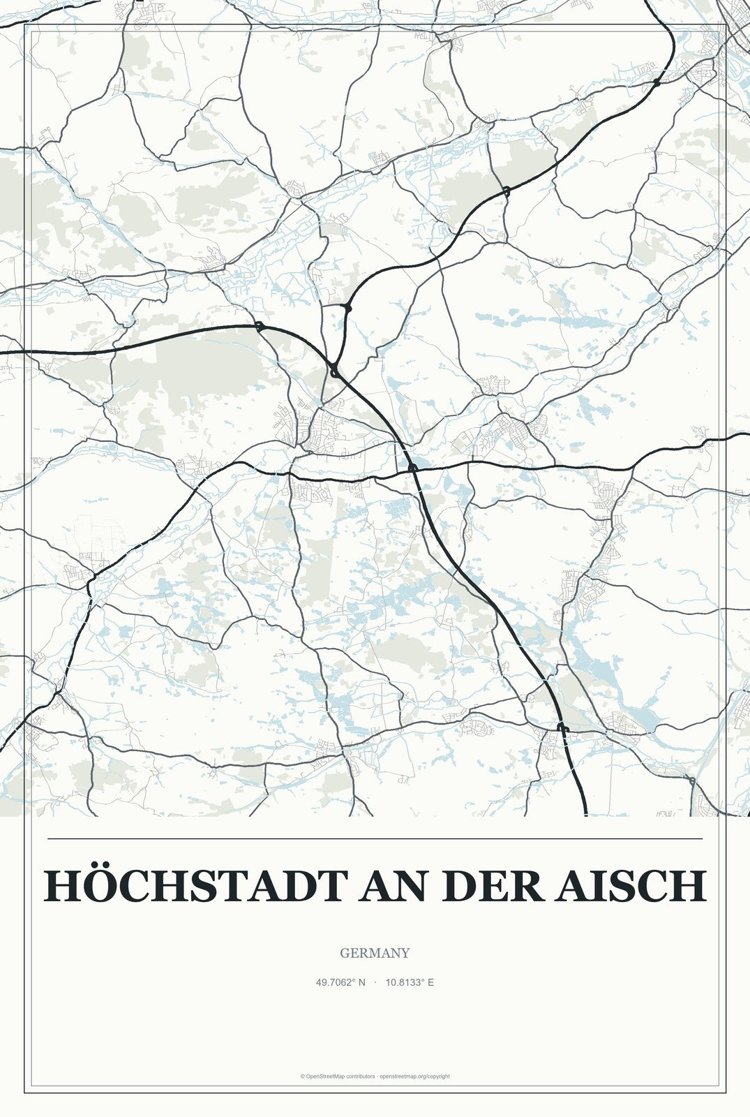 Höchstadt an der Aisch, Germany City Map Aluminum Sign in Gallery Air style