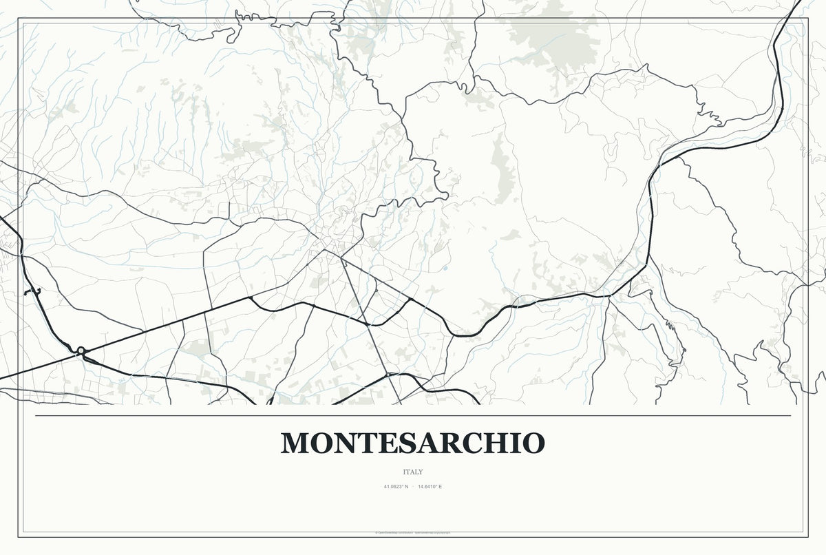 Montesarchio, Italy City Map Aluminum Sign in Gallery Air style