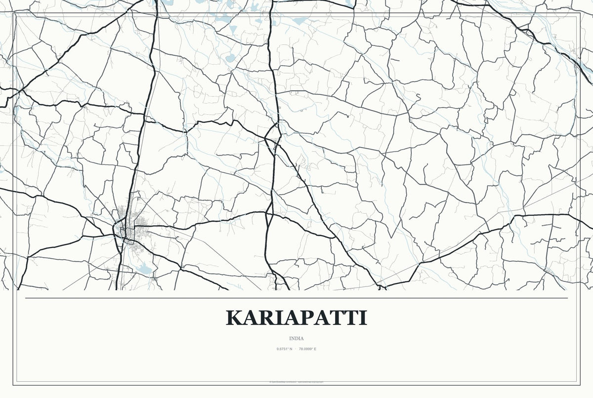 Kariapatti, India City Map Aluminum Sign in Gallery Air style