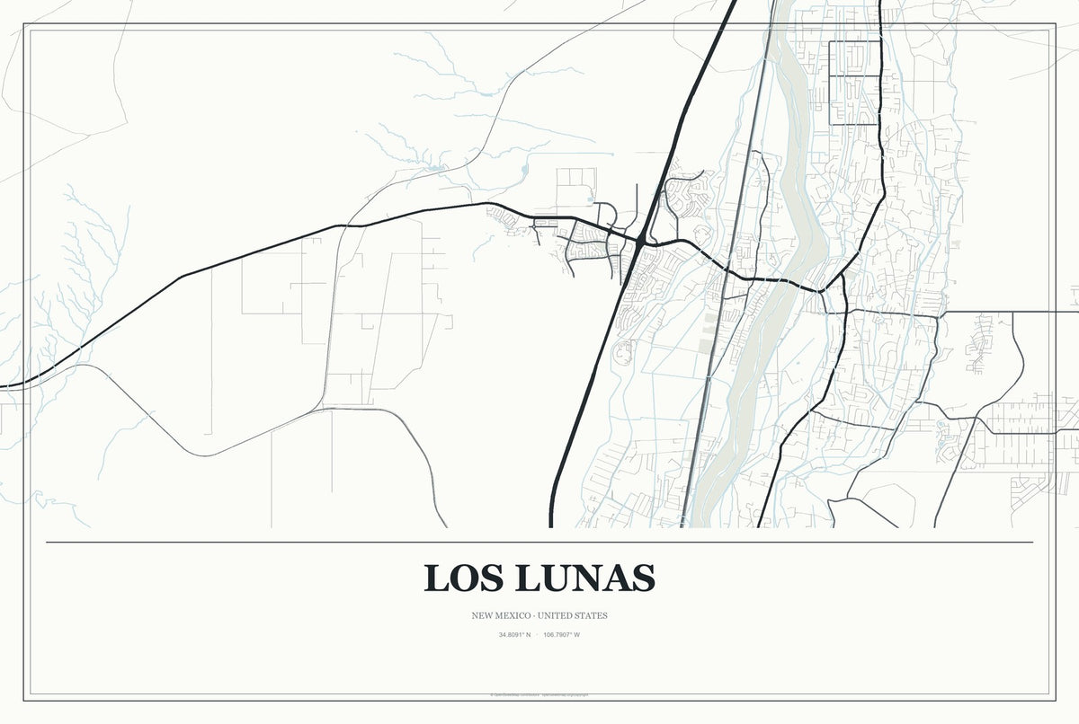Los Lunas, New Mexico City Map Aluminum Sign in Gallery Air style