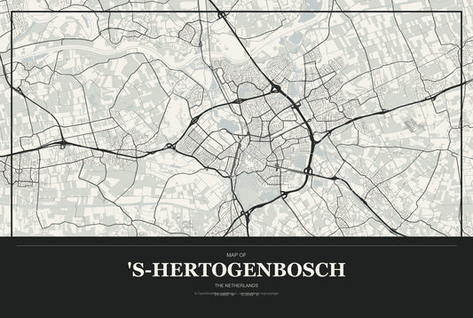's-Hertogenbosch, The Netherlands City Map Aluminum Sign in Museum Plaque style