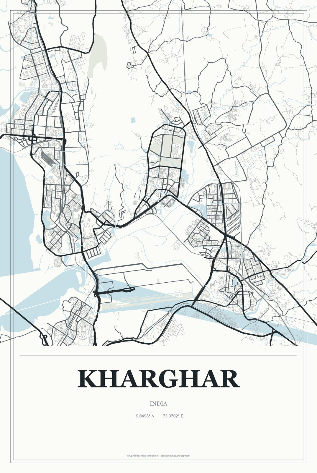 Kharghar, India City Map Aluminum Sign in Gallery Air style