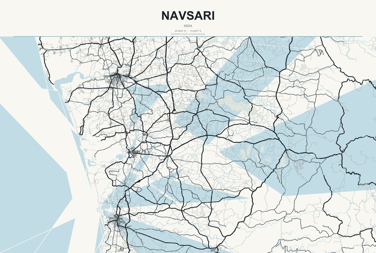 Navsari, India City Map Aluminum Sign in Headline Atlas style