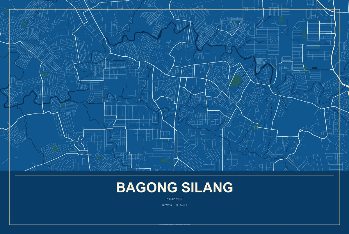 Bagong Silang, Philippines City Map Aluminum Sign in Harbor Cobalt style