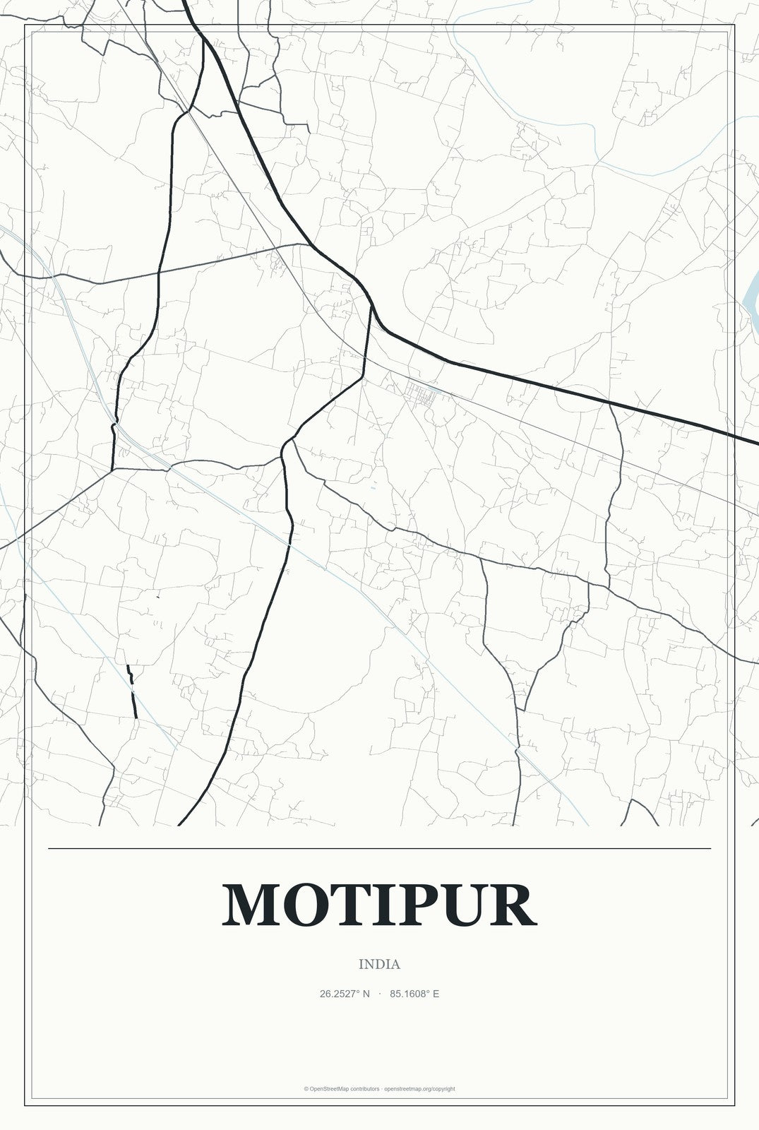 Motipur, India City Map Aluminum Sign in Gallery Air style