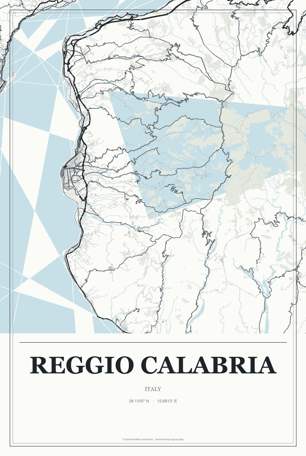Reggio Calabria, Italy City Map Aluminum Sign in Gallery Air style