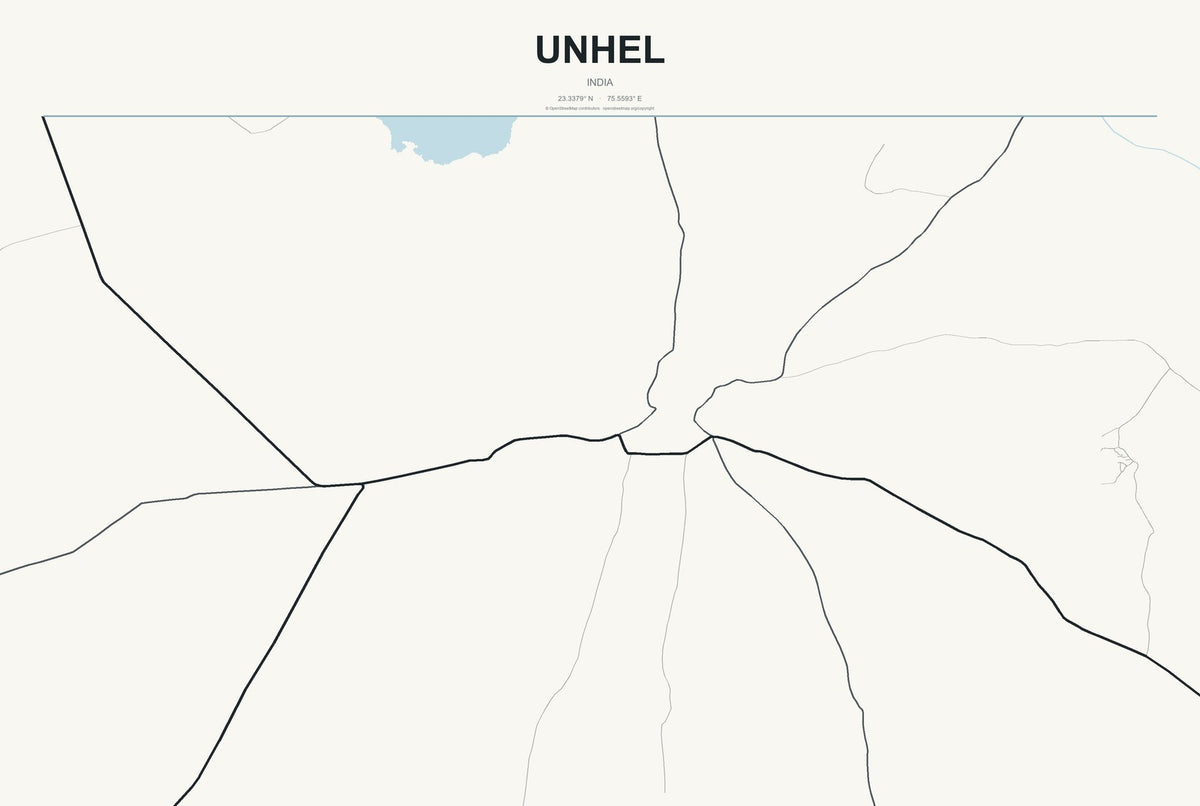 Unhel, India City Map Aluminum Sign in Headline Atlas style