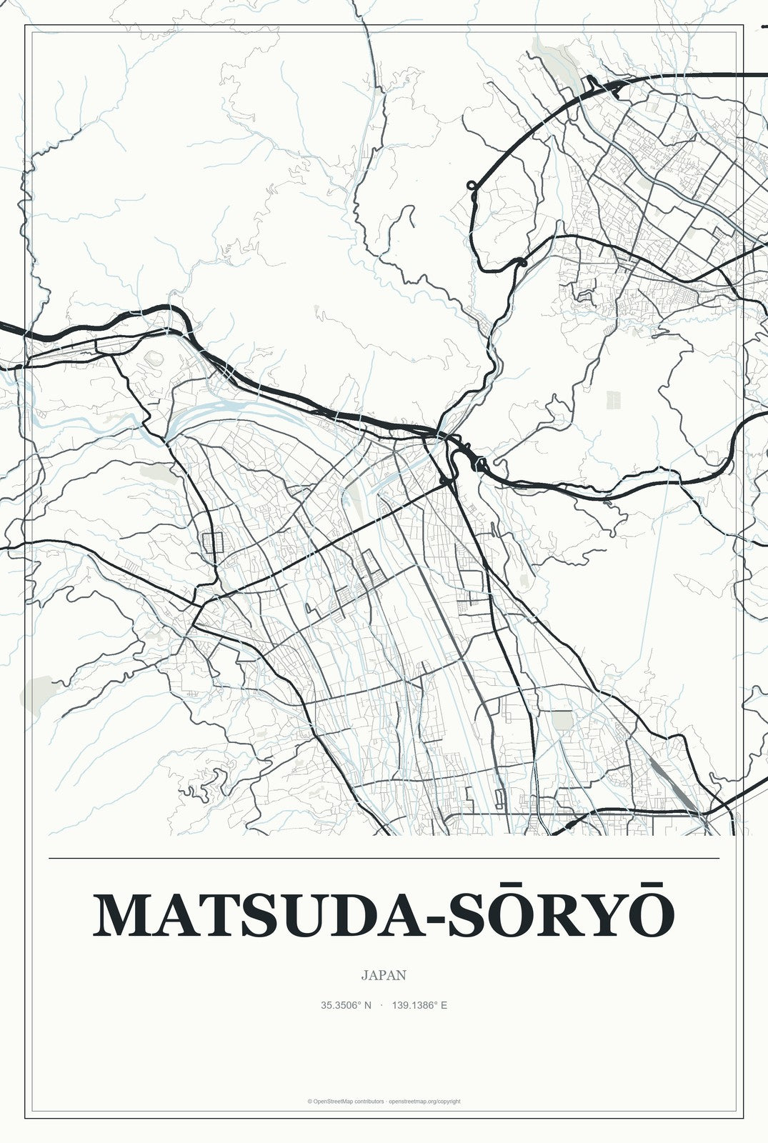 Matsuda-sōryō, Japan City Map Aluminum Sign in Gallery Air style