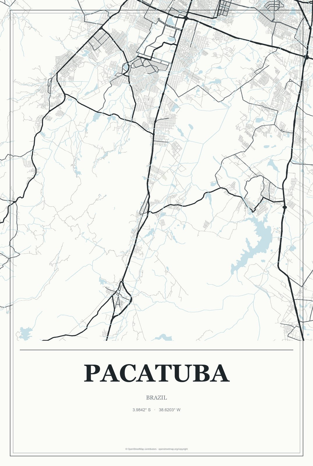 Pacatuba, Sergipe, Brazil City Map Aluminum Sign in Gallery Air style