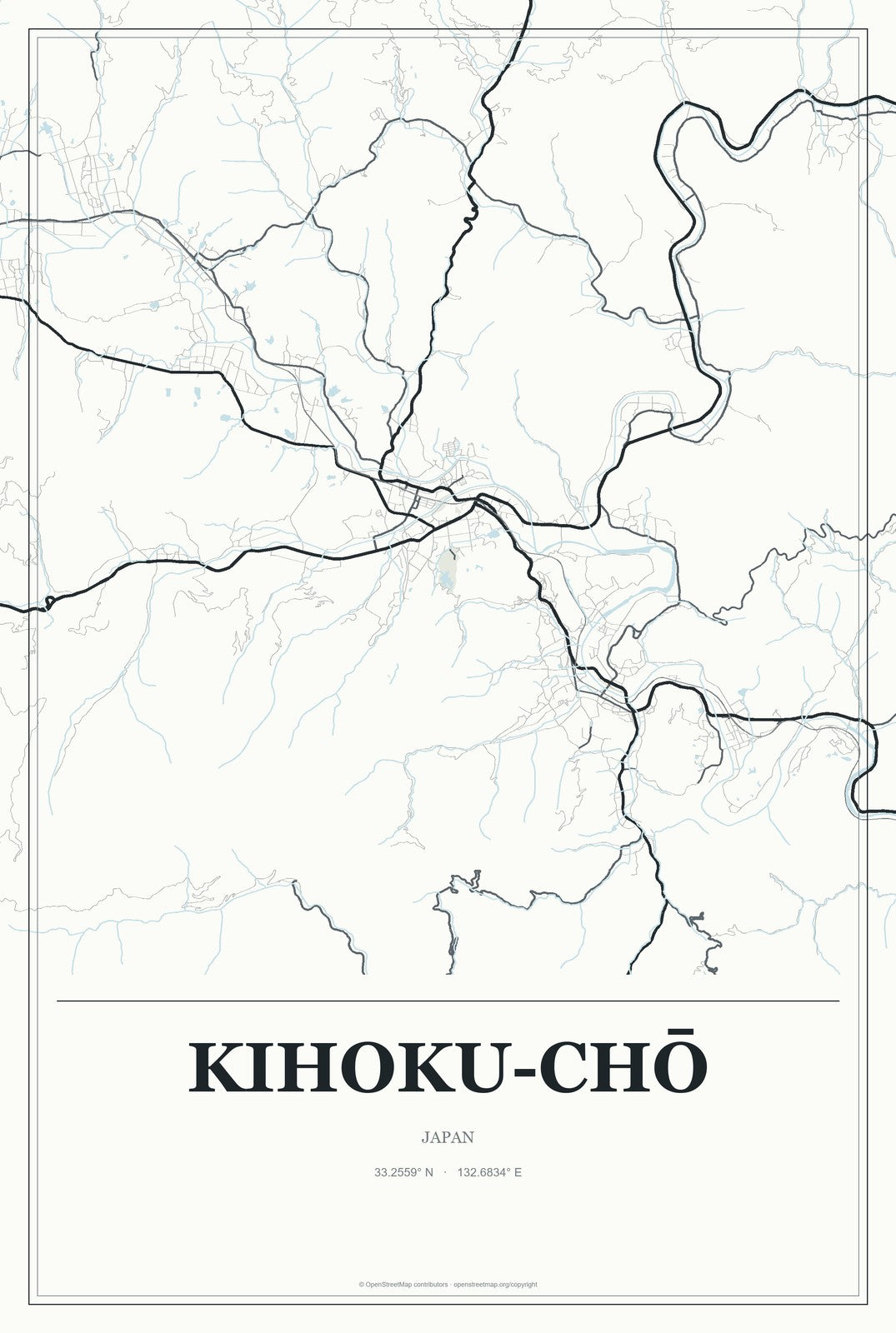 Kihoku-chō, Japan City Map Aluminum Sign in Gallery Air style