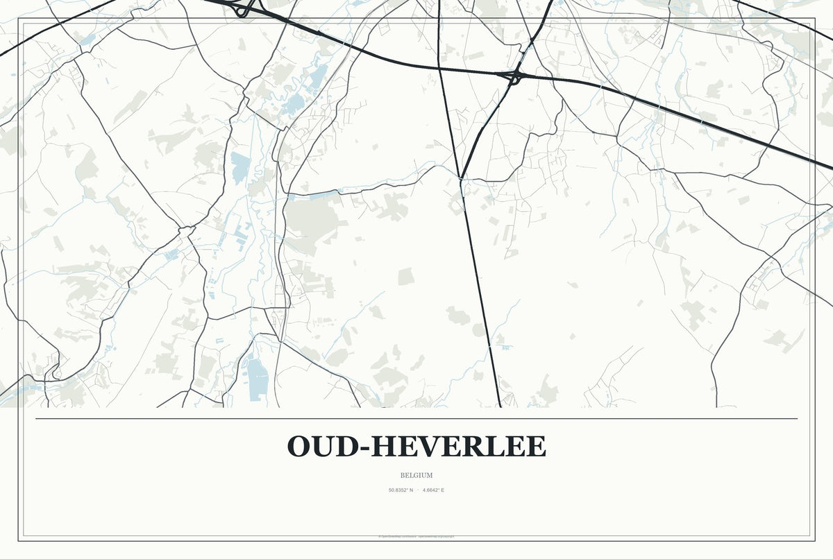 Oud-Heverlee, Belgium City Map Aluminum Sign in Gallery Air style