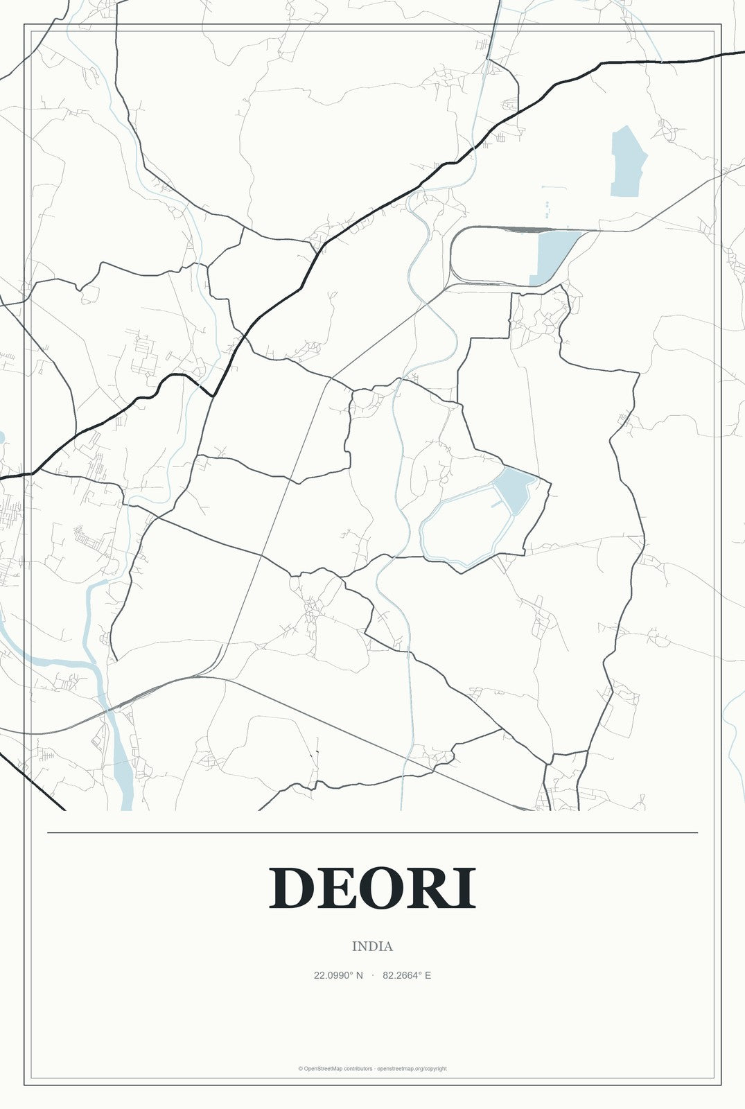 Deori, India City Map Aluminum Sign in Gallery Air style