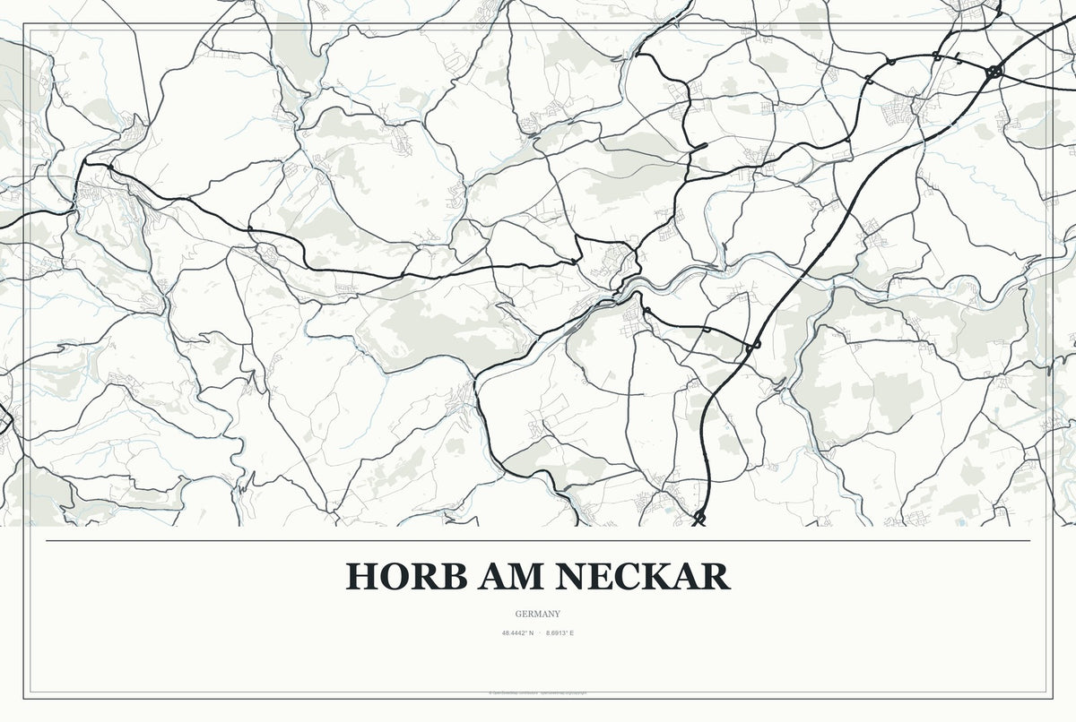 Horb am Neckar, Germany City Map Aluminum Sign in Gallery Air style