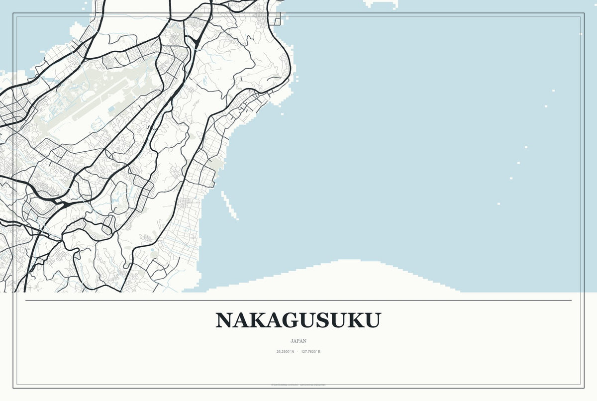 Nakagusuku, Japan City Map Aluminum Sign in Gallery Air style