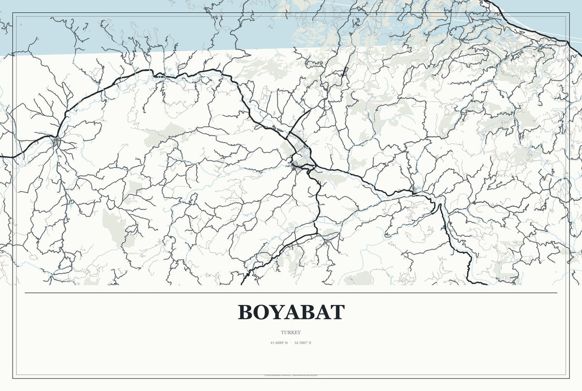 Boyabat, Turkey City Map Aluminum Sign in Gallery Air style
