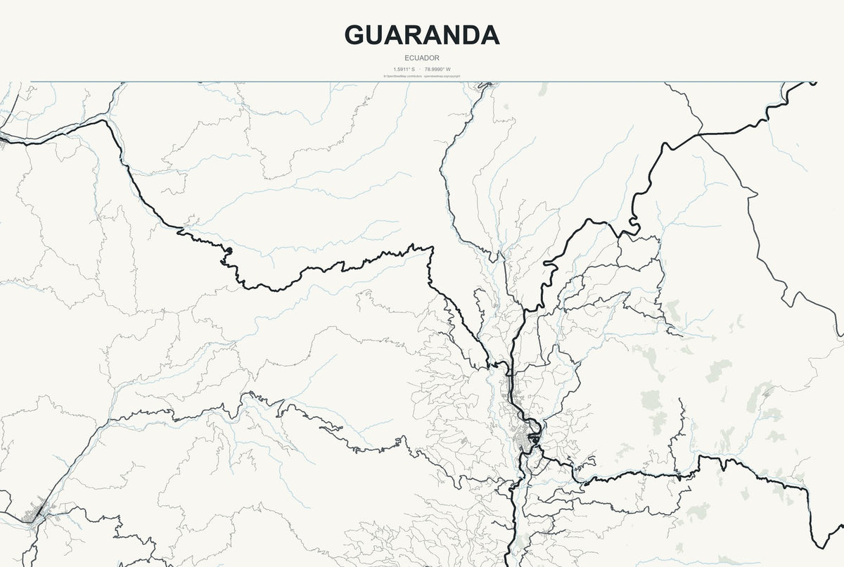 Guaranda, Ecuador City Map Aluminum Sign in Headline Atlas style