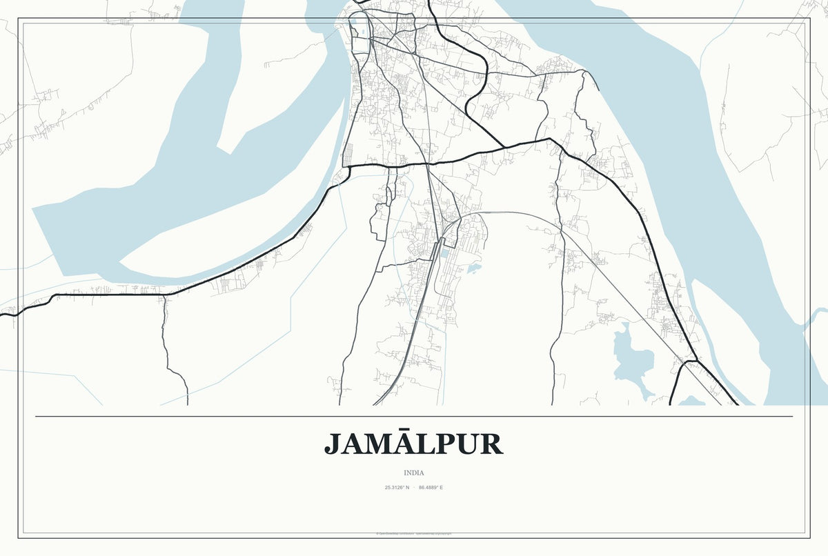 Jamālpur, India City Map Aluminum Sign in Gallery Air style