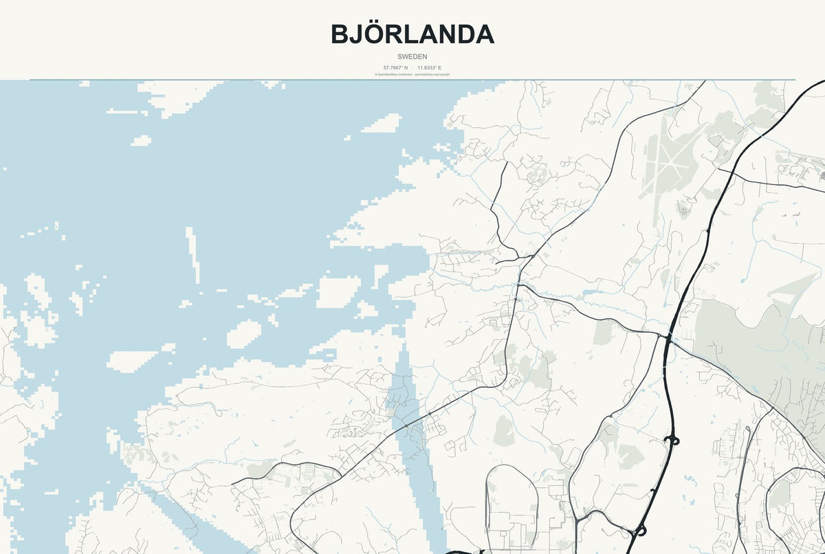 Björlanda, Sweden City Map Aluminum Sign in Headline Atlas style