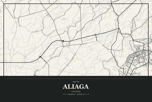 Aliaga, Philippines City Map Aluminum Sign in Museum Plaque style