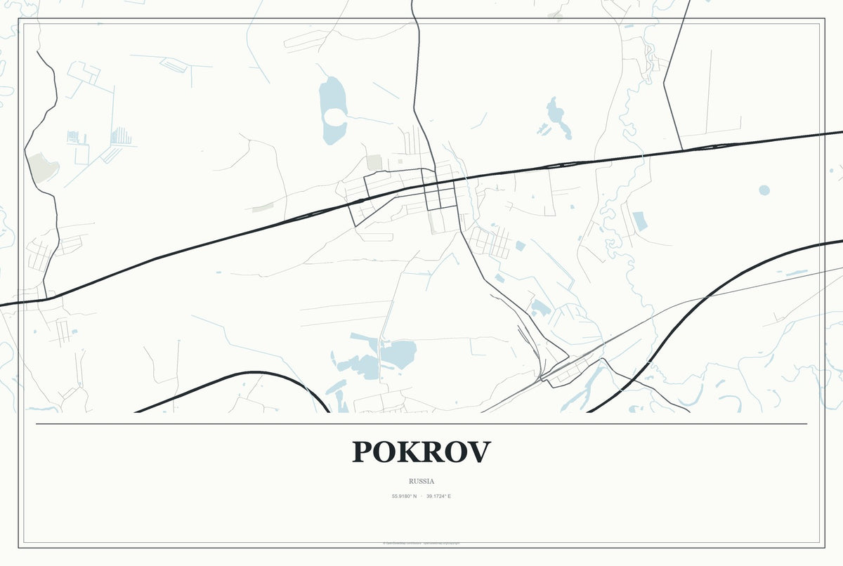 Pokrov, Russia City Map Aluminum Sign in Gallery Air style