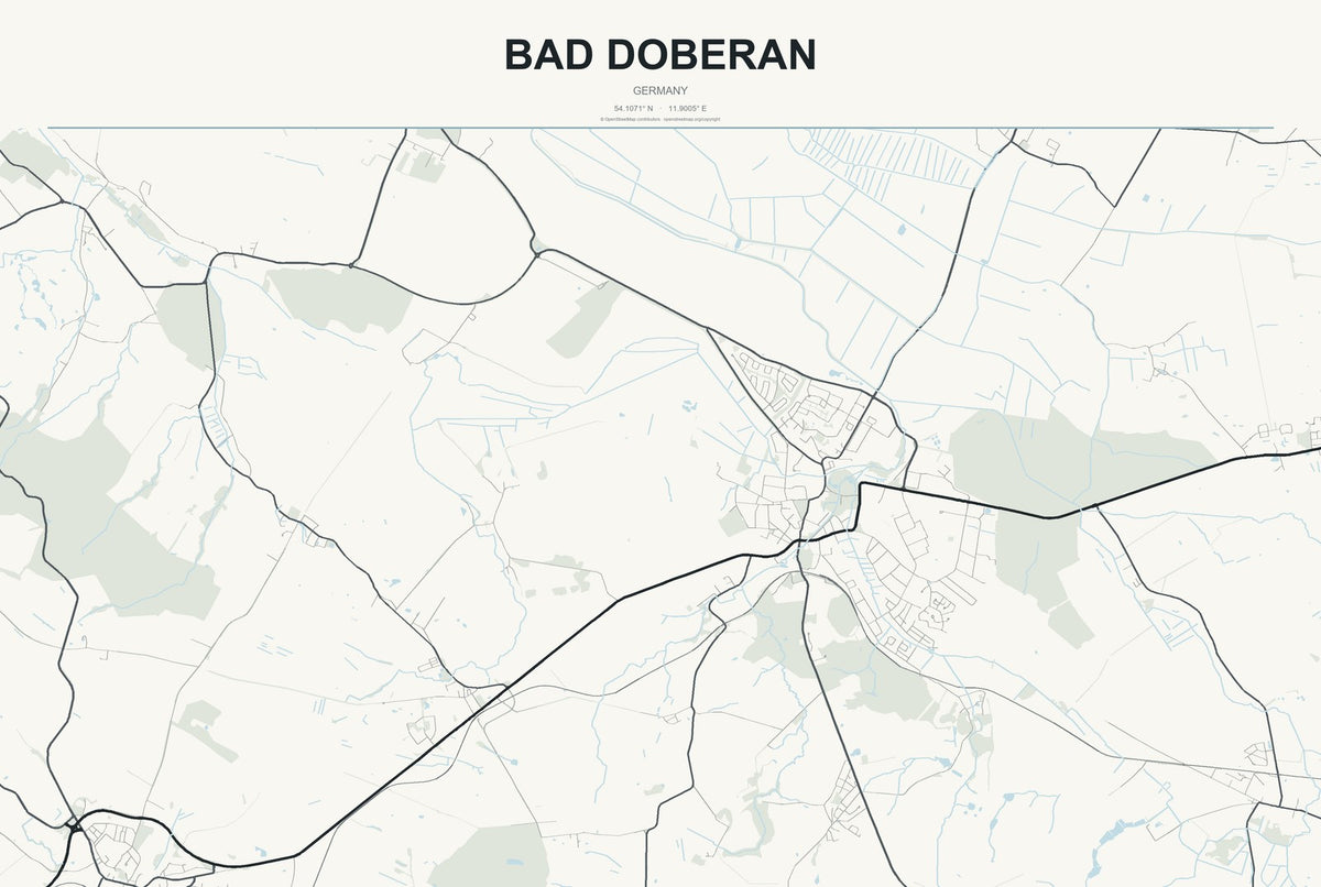 Bad Doberan, Germany City Map Aluminum Sign in Headline Atlas style