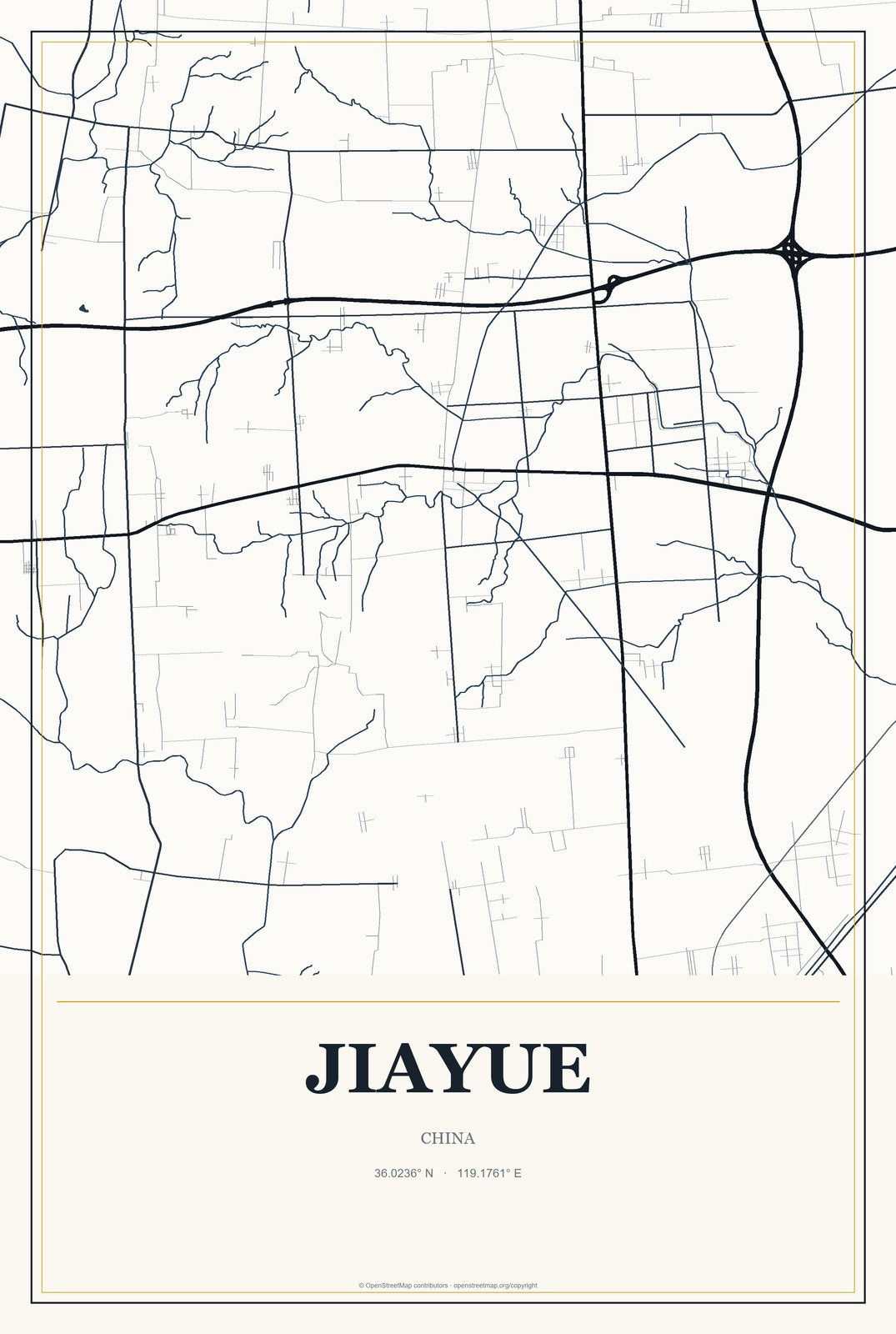 Jiayue, China City Map Aluminum Sign in Citrine Modern style